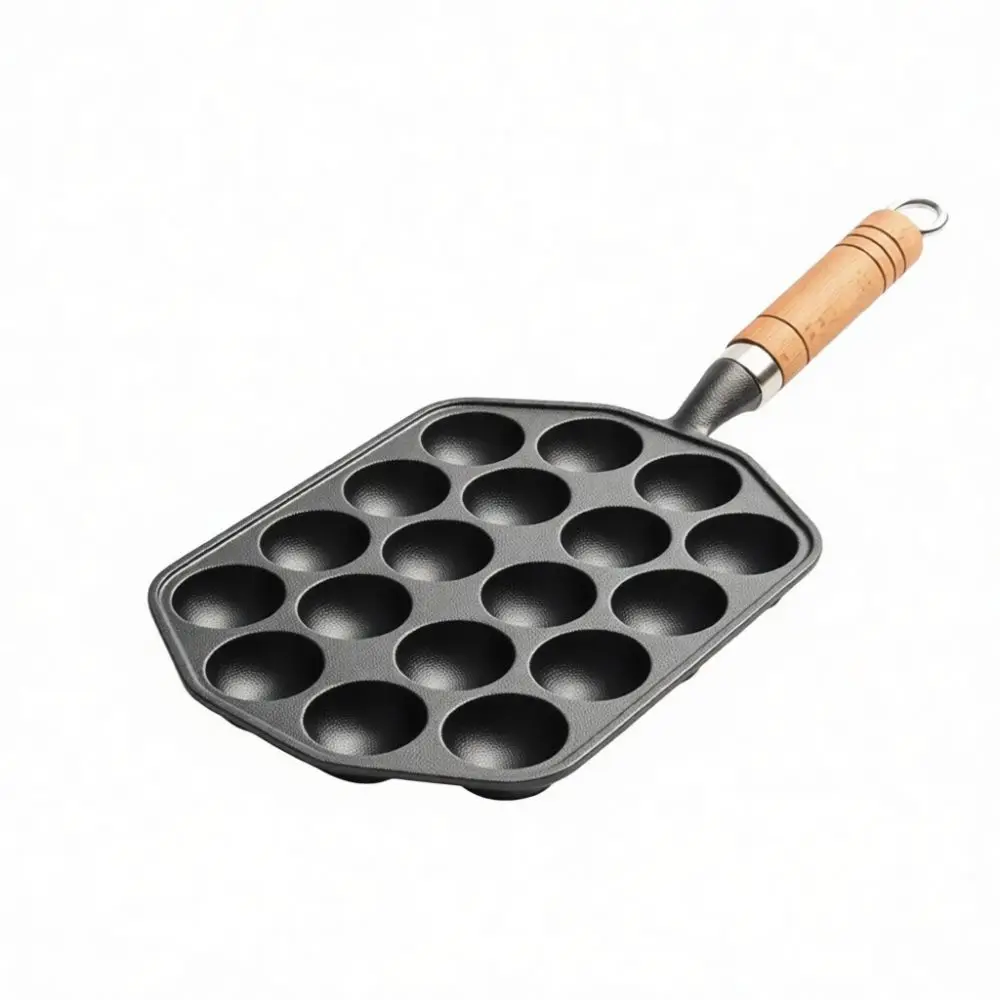 Heavy Duty Cast Iron Takoyaki Pan Nonstick Kitchen Mold For Octopus Balls Quail Eggs And Mini Desserts Portable Cooking Tool