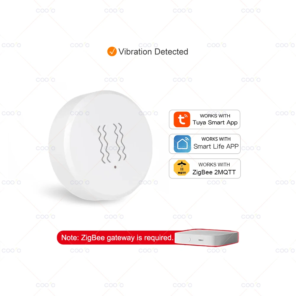Smart Tuya Zigbee Vibrationssensor, integrierte XYZ-Achse zur Neigungserkennung, App-Benachrichtigung, Echtzeit-Bewegungsschock-Alarmaufzeichnung