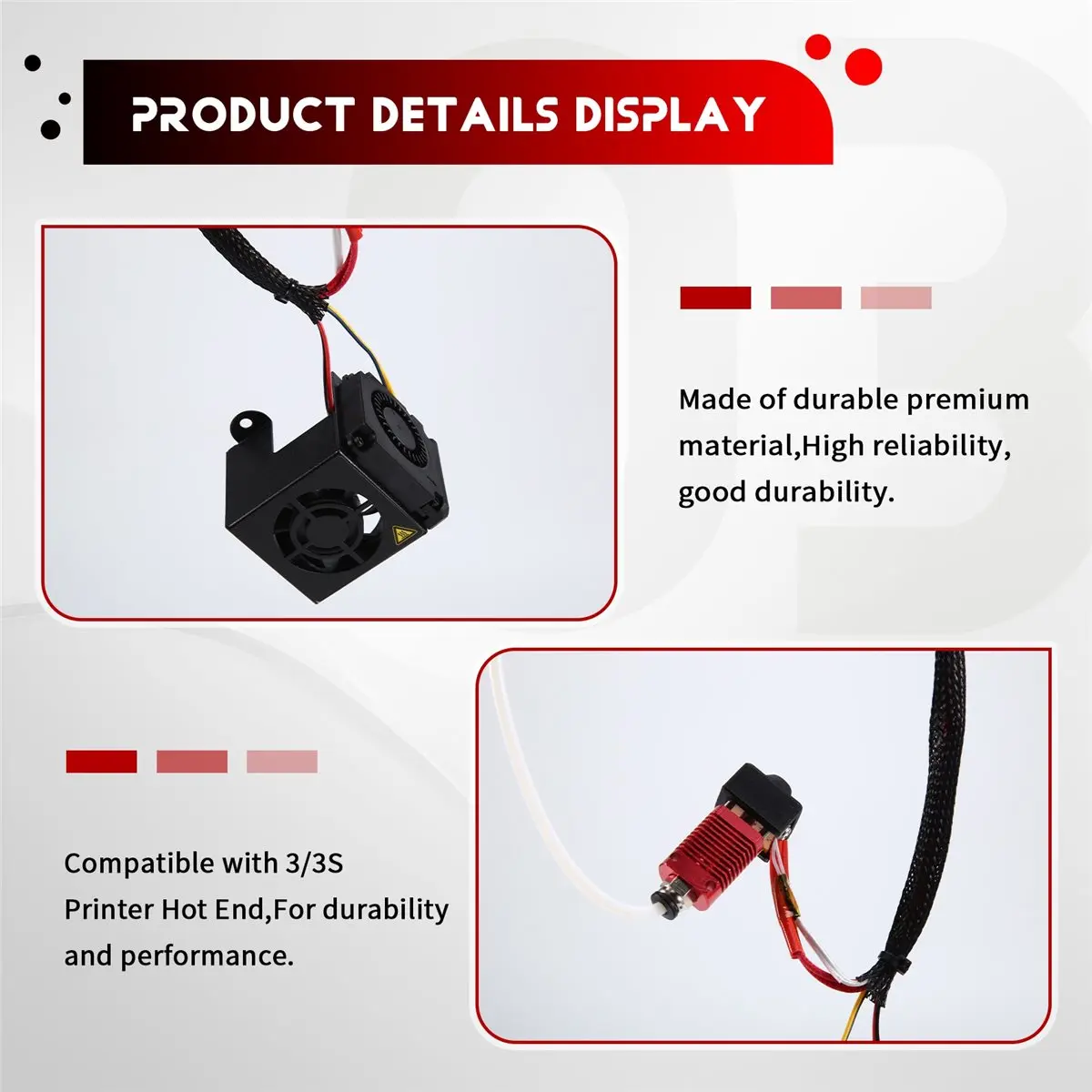 DT81 3D Printer Accessories for Ender-3/3S Complete Printhead Kit with Fan 24V Hot End Kit