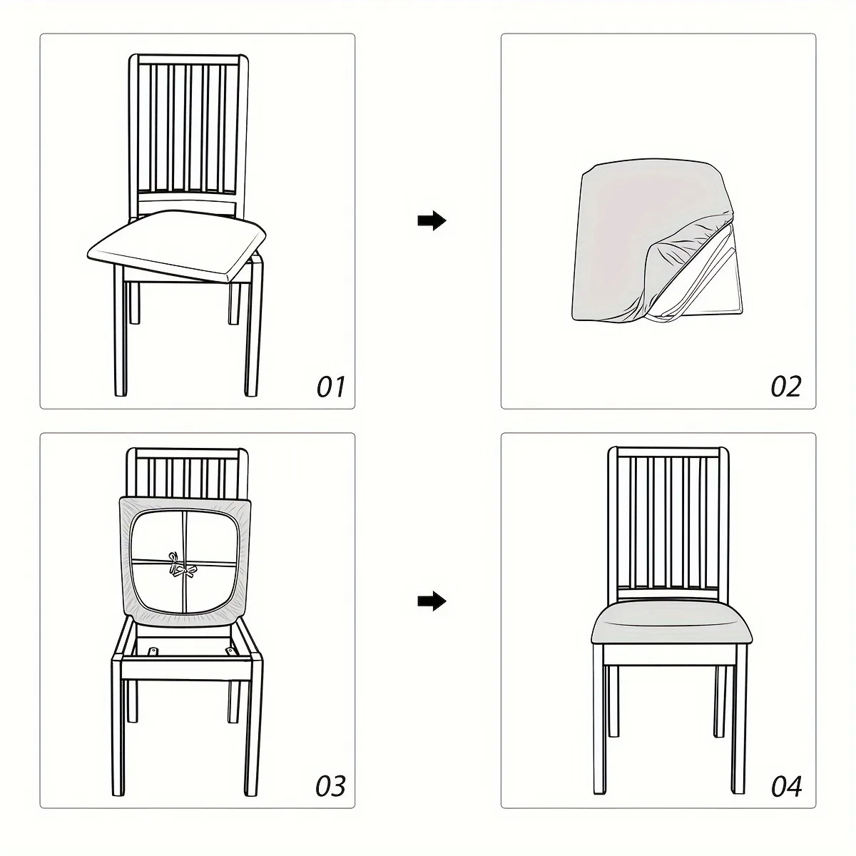 1/4/6pcs Stretchable Jacquard Dining Chair Seat Covers, Elastic Fit, Machine Washable, Modern Style, Integrated Design view 5