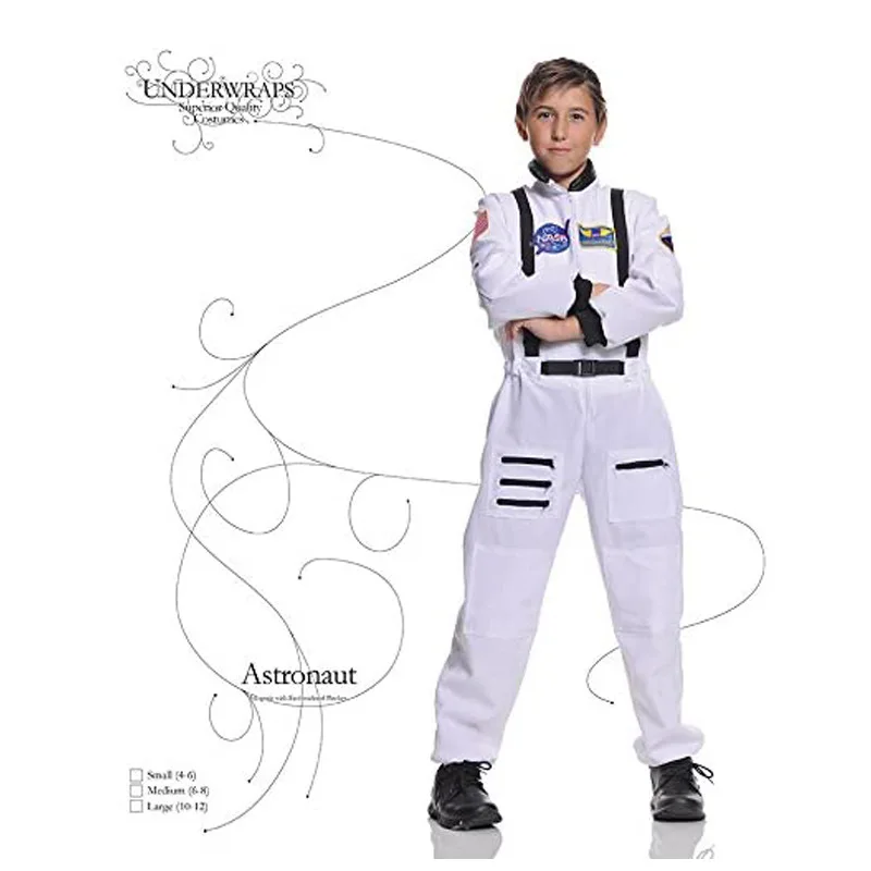 Astronaut Costume for Kids Space Pilot Jumpsuit For Boys Halloween Cosplay Children Pilot Carnival Party Fancy Dress