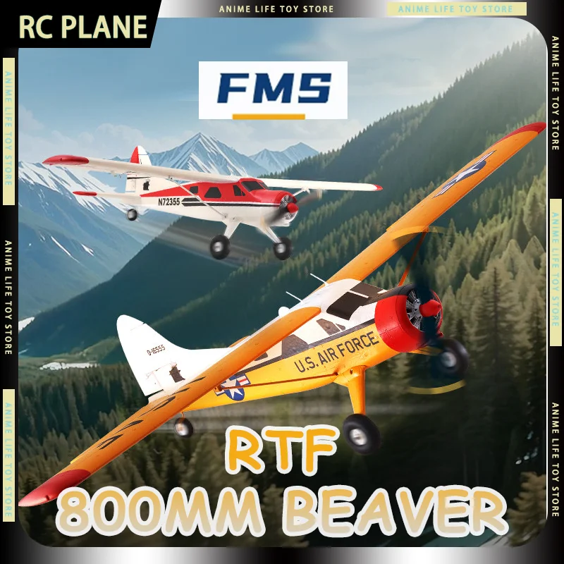 

Радиоуправляемый самолет FMS Beaver 800 мм, с фиксированным крылом, размах крыльев 0,8 м, электрический, для начинающих, готов к полету (RTF), радиоуправляемый летательный аппарат, забавный подарок для мальчика