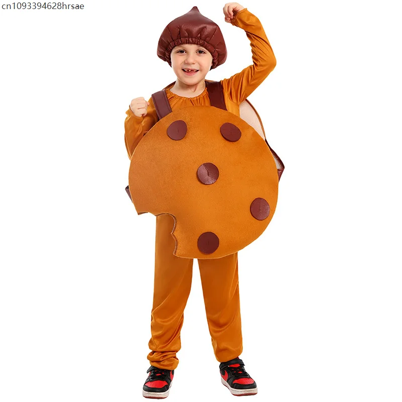

2025 New Arrival Unisex Kids Chocolate Chip Cookie Costume Funny Foods Outfit Cookies Fancy Dress Halloween Cosplay for Child