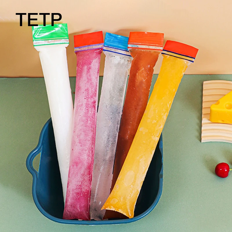 

TETP 100 шт. Пакеты для мороженого Домашняя праздничная вечеринка Ручная работа Одноразовый фруктовый сок Морозильная камера для льда Упаковка для смузи с застежкой-молнией