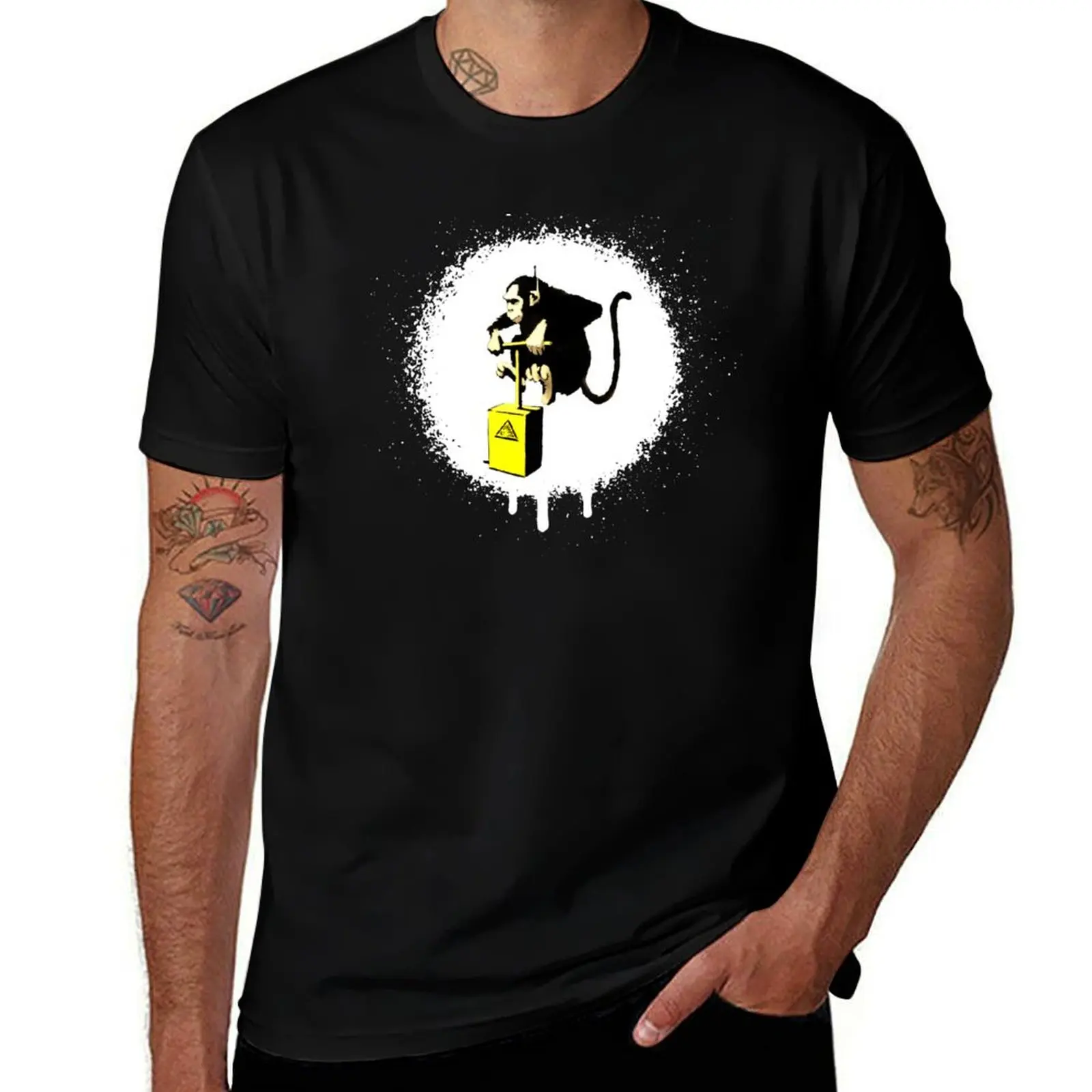 Monkey Detonator - T-shirt Banksy Chimp en coton doux et décontracté à manches courtes