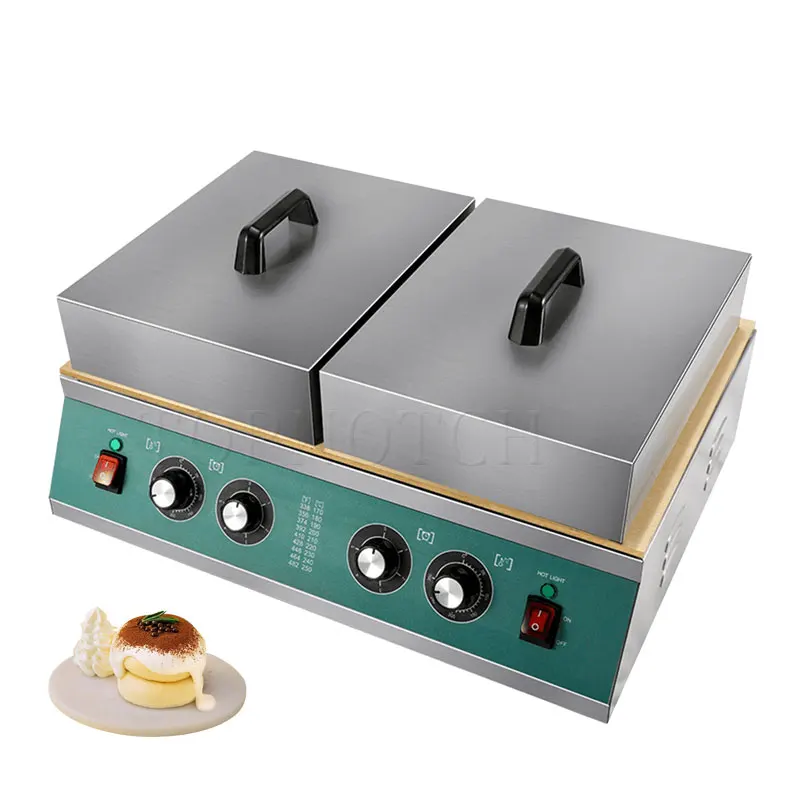Máquina de panqueca suflê de padaria, lanche, máquina de fazer suflê de cabeça dupla