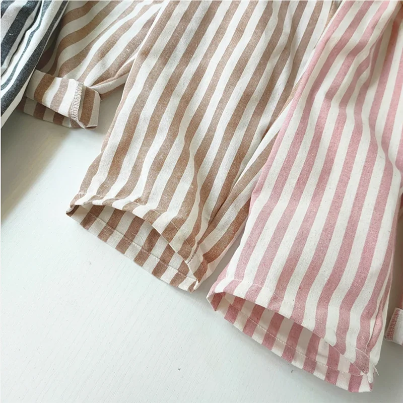 Gestreifte Jungenhose aus Retro-Hanf-Baumwolle mit lässigem und hochwertigem Design, elastische Taille, Mädchenkleidung, Kinderhose – Detail 11
