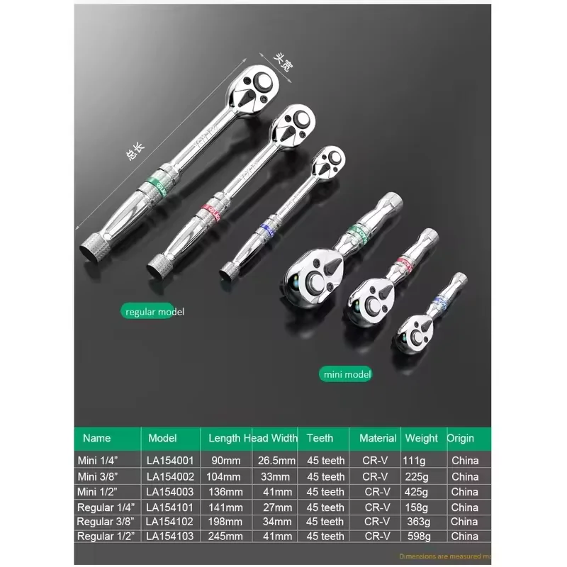 LAOA 2-in-1 Mini Dual Head Stubby Ratchet Wrench 1/4 3/8 1/2 inch Drive Finger Ratchet Spanner Screwdriver Bits Repair Hand Tool