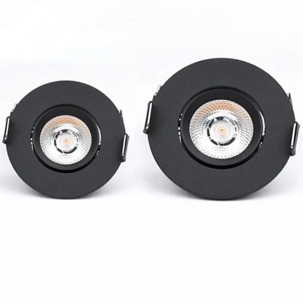 

JOYINLED Cob Adjustable Angle 7W 10W Recessed Spotlight Round Black Led for Home Office Store Shop Decoration Downlights