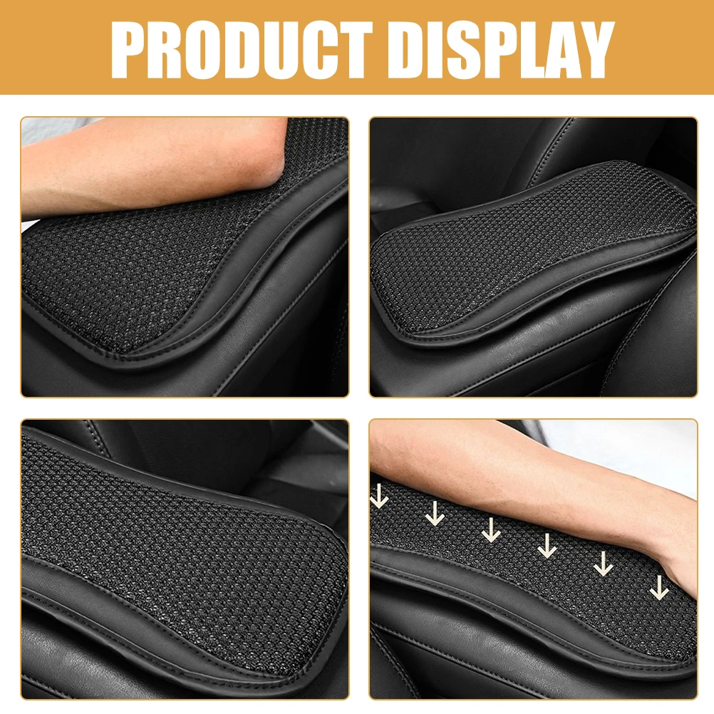 

Ice Silk Armrest Cushion Black Arm Rest Cover For Car 1 Pc Breathable Pad for Central Console Suitable Most Vehicles