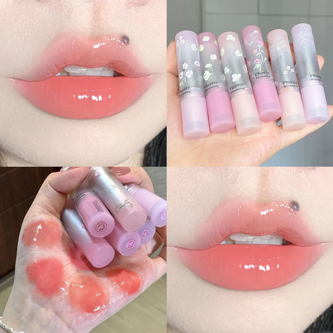 Flower Hidratante Lip Glaze Sólido, Espelho, Shine Water, Batom Leve, Óleo Transparente, Geléia Lip Gloss, Tint Coreano, Maquiagem Girl Cosmetics