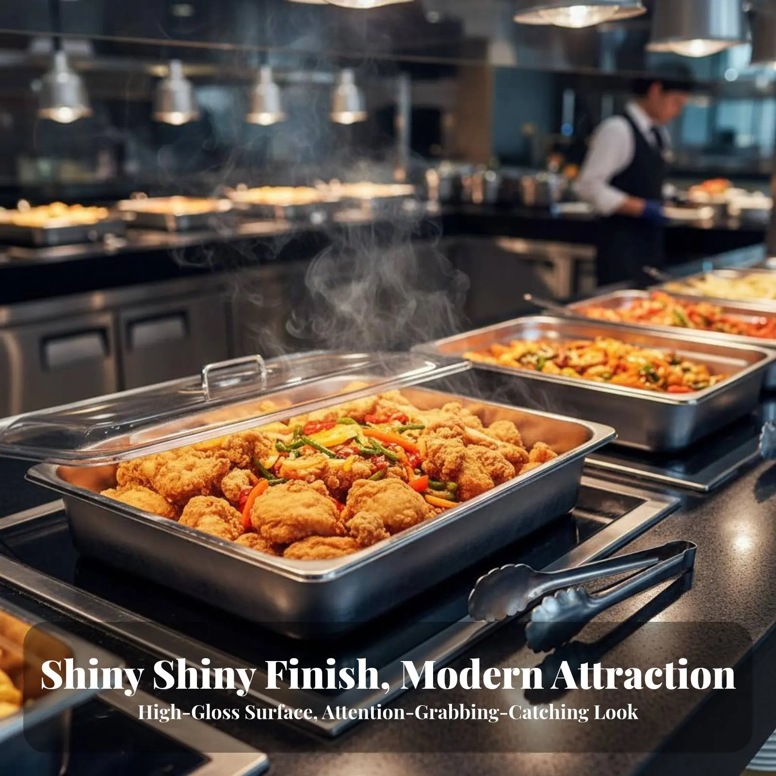 

Прямоугольный контейнер для еды с крышкой, глубокий, легко моется, для коммерческих кухонь