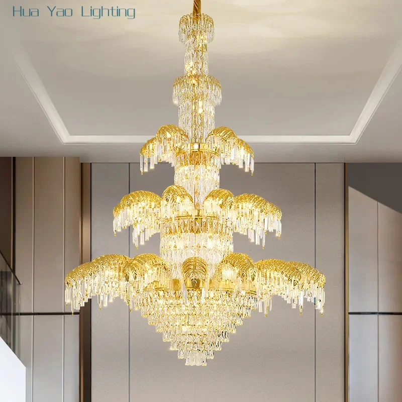 European Living Room Crystal Chandelier Tree Shape French Dining Room Bedroom Light Palace Golden Villa Hotel Hall Chandelier