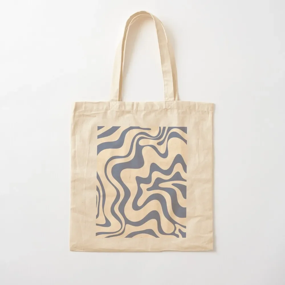 Liquid Swirl Retro Abstract Pattern in Stone Blue and Cream Tote Bag Women's bags tote bag men canvas tote Bag