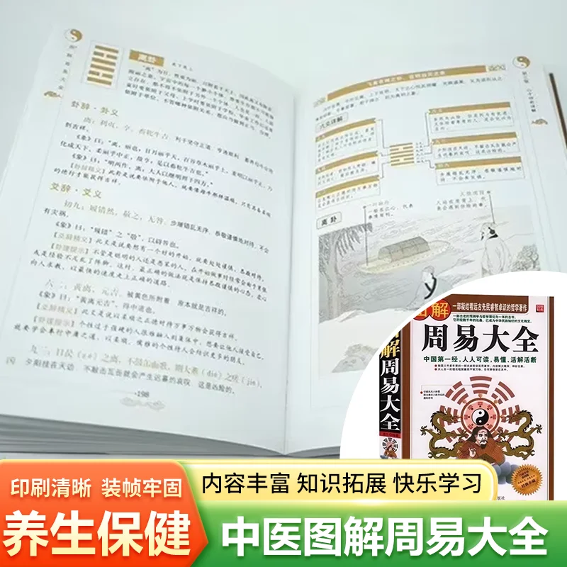 Complete Illustrated Zhouyi I Ching Book, Original Classic Text, Four Books and Five Classics Chinese Study
