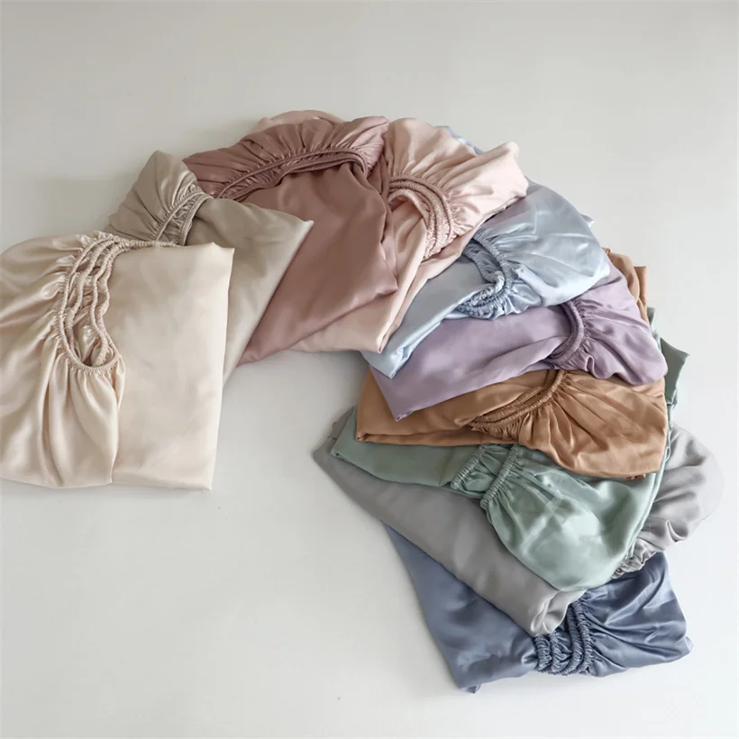Mulberry Silk Fitted Sheet with Elastic Bands 23 Momme Pure Silk Mattress Covers for Single Double King Queen Bed Luxury Sheets