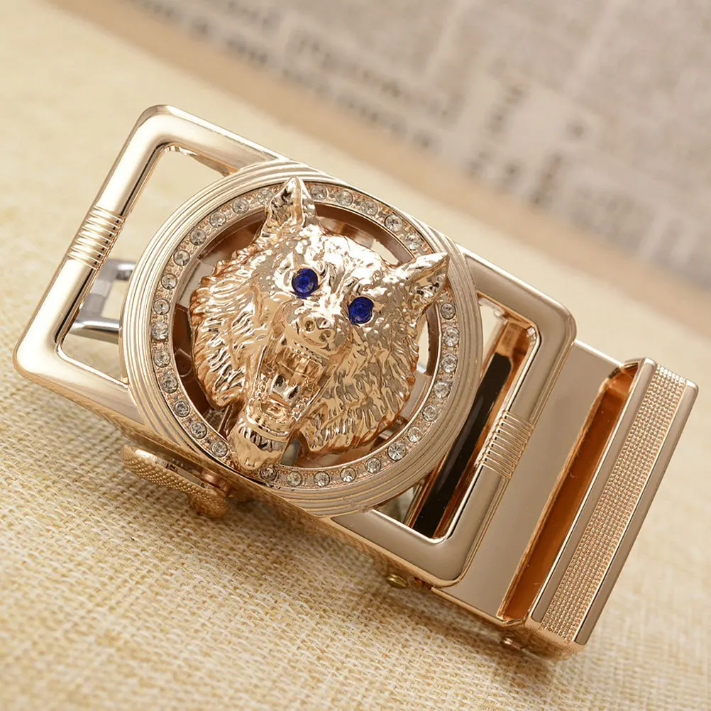 Klamra do paska z głową wilka, męska, ze stopu, zamiennik, ozdobna do jeansów, elegancki, prosty design, gładka powierzchnia.