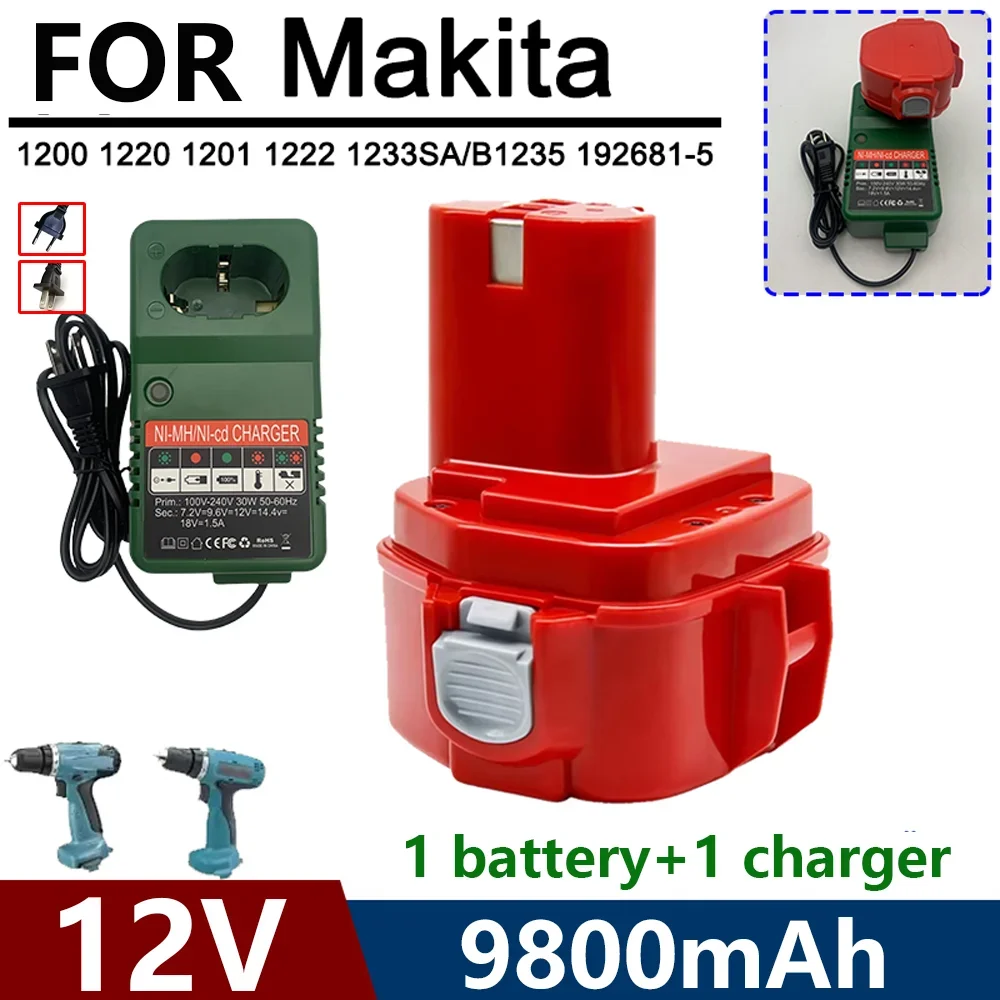 

Rechargeable for Makita Akku 12V PA12 1200 1220 1222 1234 1235 6270D 6271D 8434D Power Tool 6317D 8270D batteries 9800mAh