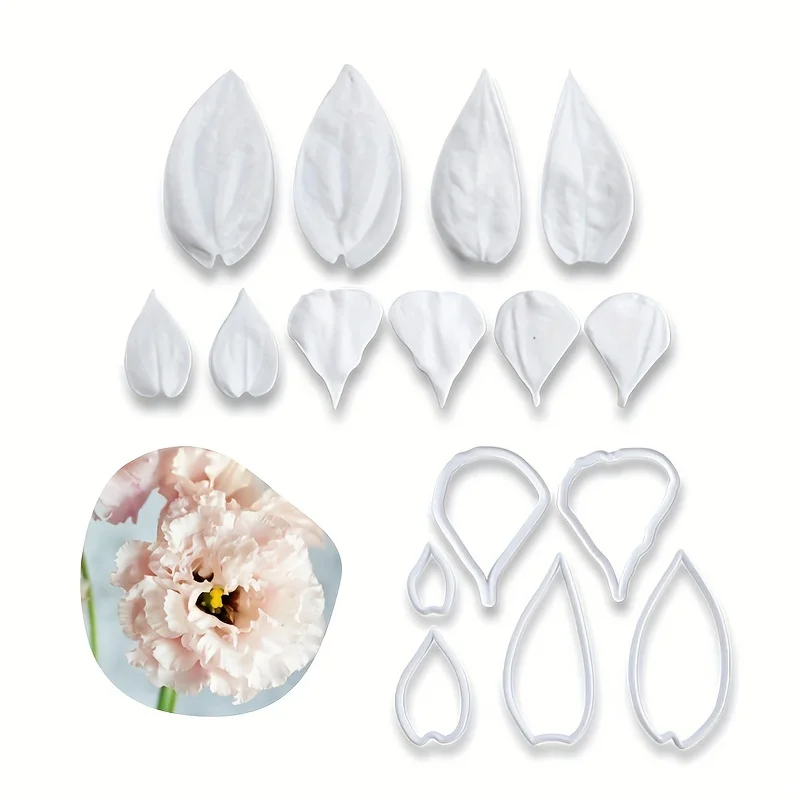 Lisianthus Flower Fondant Flower Mould Petal Silicone Mould & Plastic Cutter Set Cake Decoration Tools