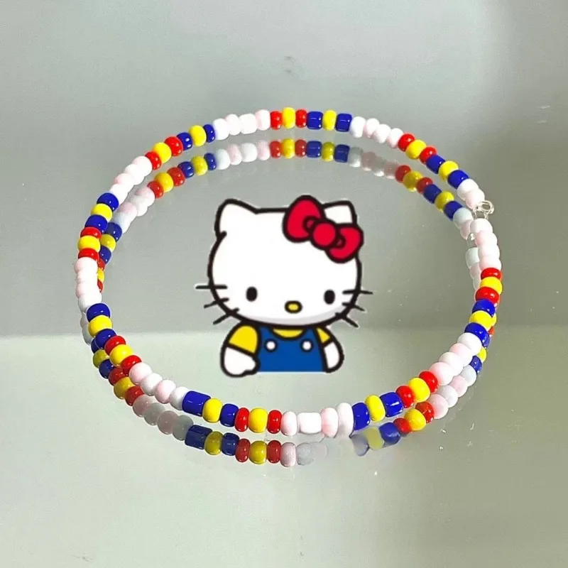 Sanrio Kawaii Anime Bracelet Cute Pompom Purin Cinnamoroll Hello Kitty Kuromi My melody Pochacco Couple Cartoon Bracelet Gift