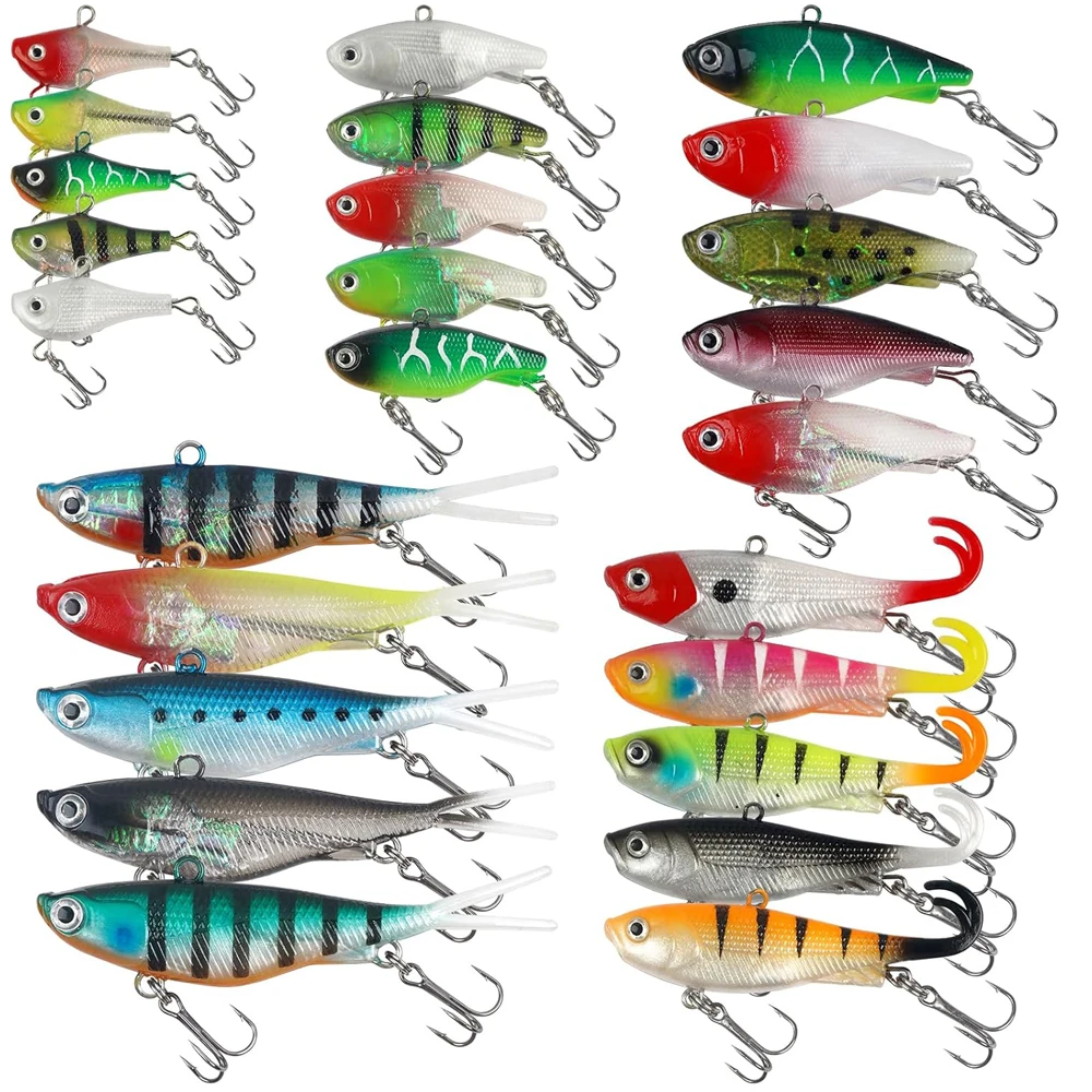 25pcs Pre-Rigged Soft Fishing Lures Swim Baits for Bass Fishing Jig Heads Shad Lure Soft Swimbaits Bass Trout Walleye Lures