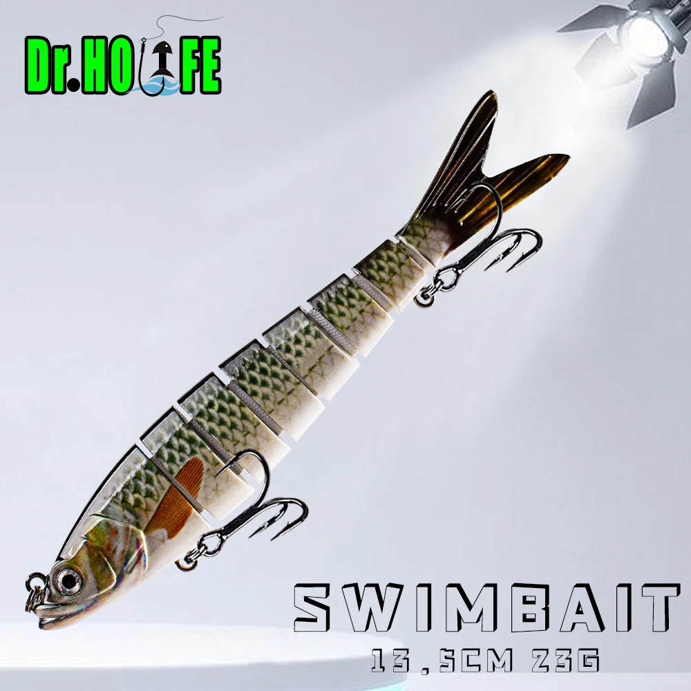 

Dr.Holife 1PCS Lifelike Action Swimbait Lure 13.5CM 23G Sinking Rattles Hard Bait Jointed Swimbait For Pike Bass Fishing Lure