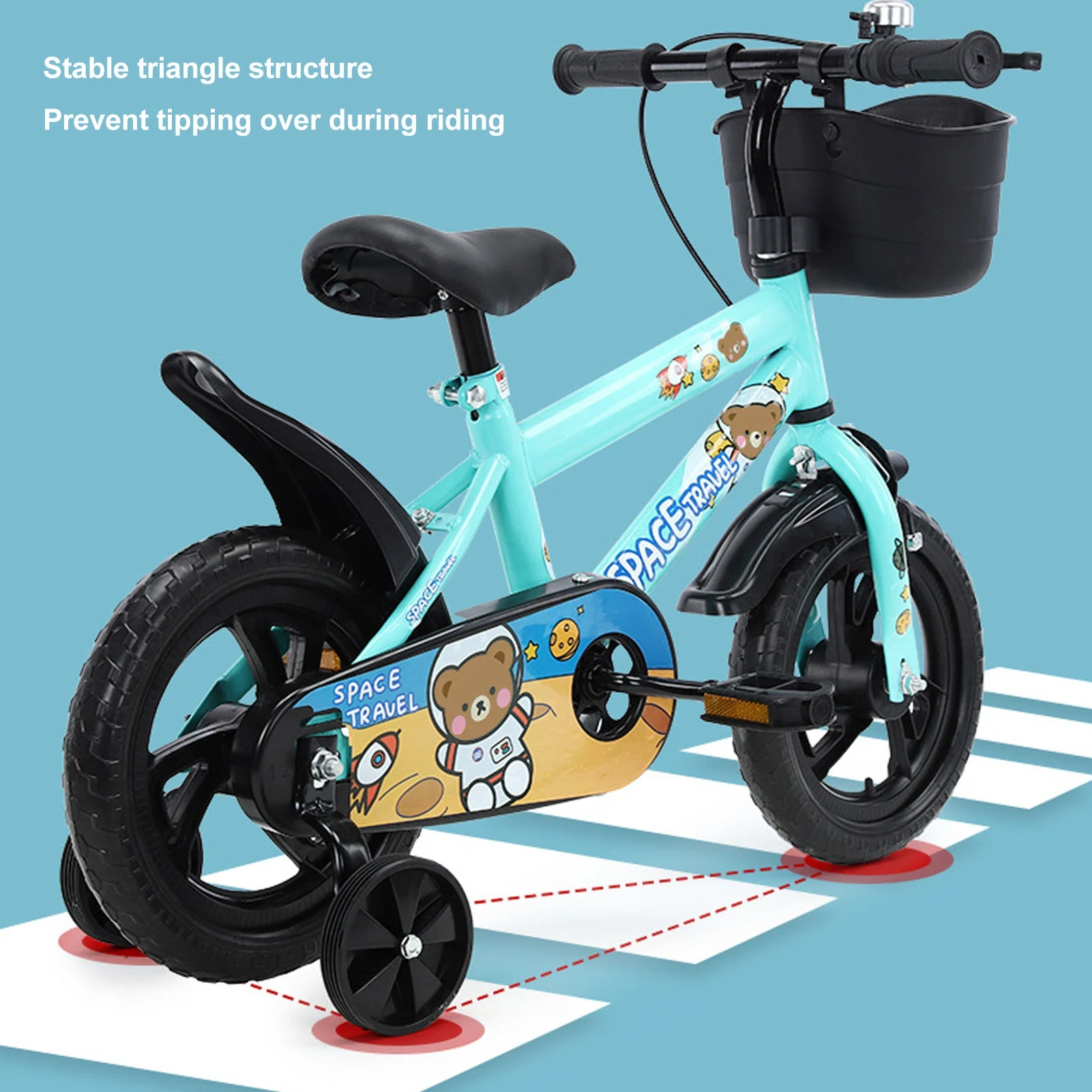 Kids Bike Prevent Foot Stuck Stable Structure Elastic Cushion Children Bike with Training Wheels for Ages 3‑6 Years view 5
