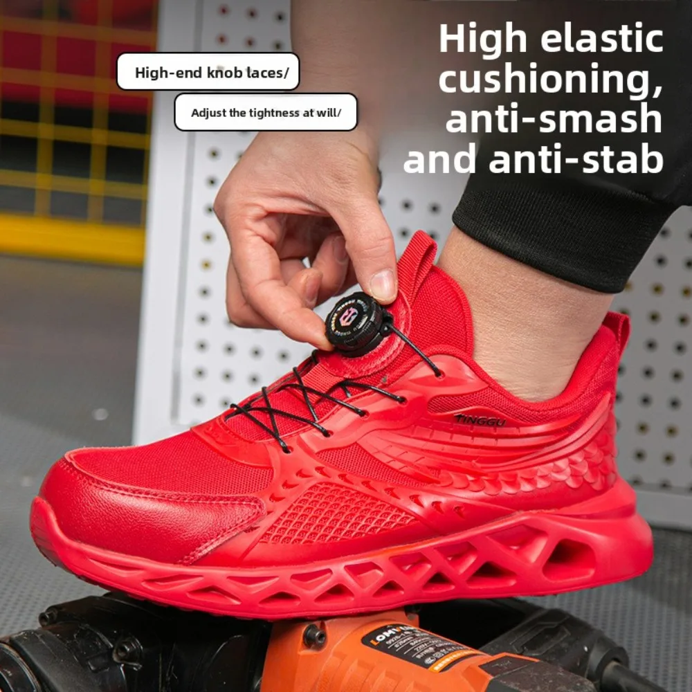 Men's Summer Mesh Labor Protection Shoes Anti-Smashing Wear-Resistant Outdoor Construction Site Protection Work Shoes Anti-Pierc