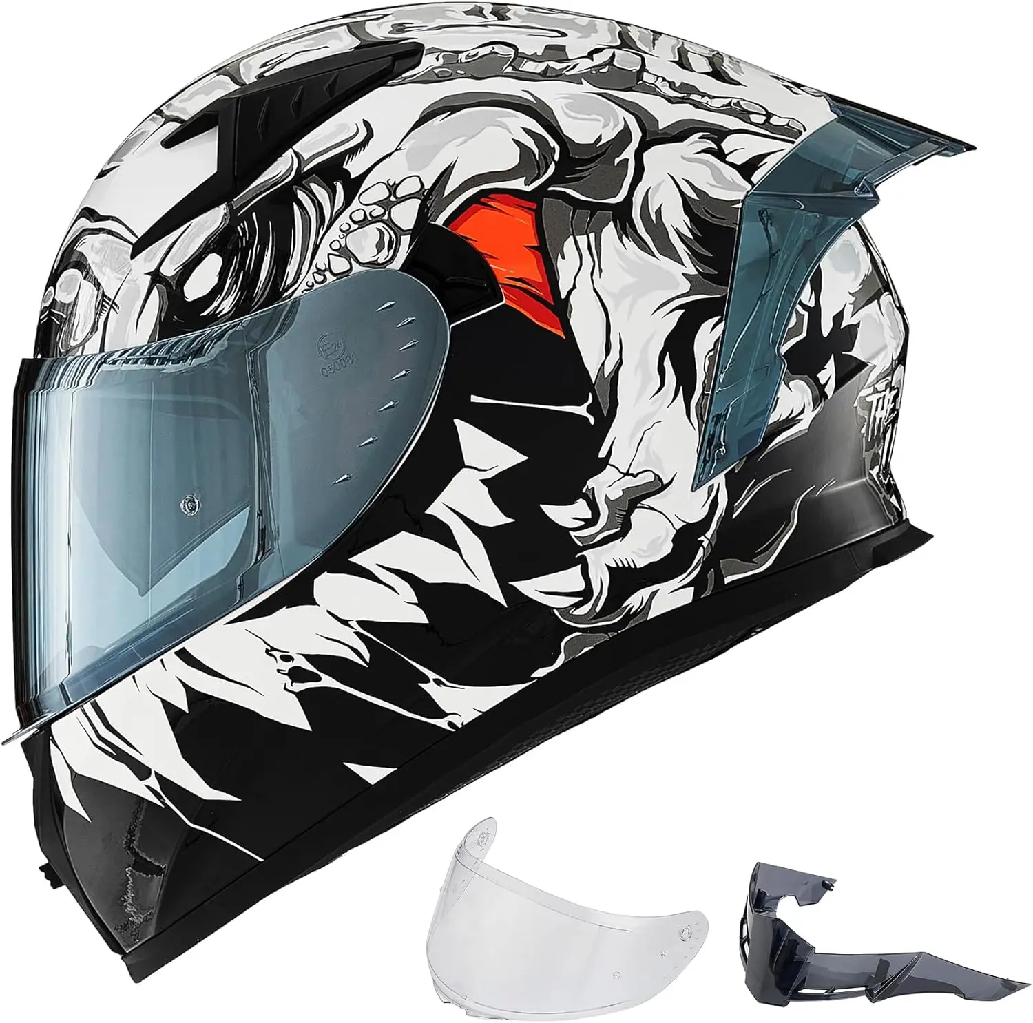 

(XX-Large)Motorcycle Helmet Full Face with Pinlock Compatible Clear&Tinted Visors and Fins Street Bike Motocross Casco DOT Model