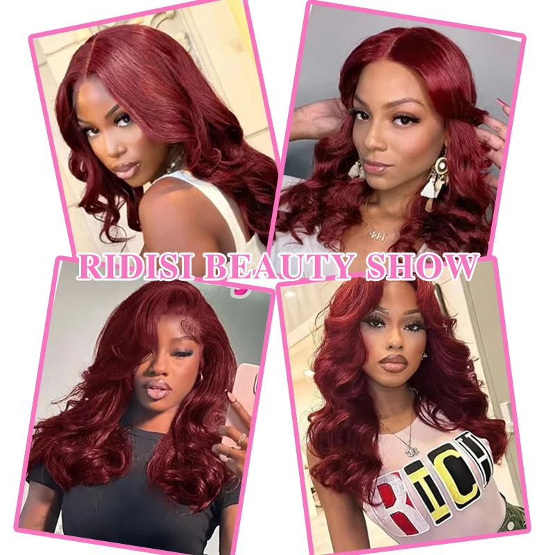 Ridisi 99j Burgundy Body Wave Human Hair Bundles Brazilian Wavy 3/4 Bundles Human Hair Colored Wind Red Hair Bundles image 6