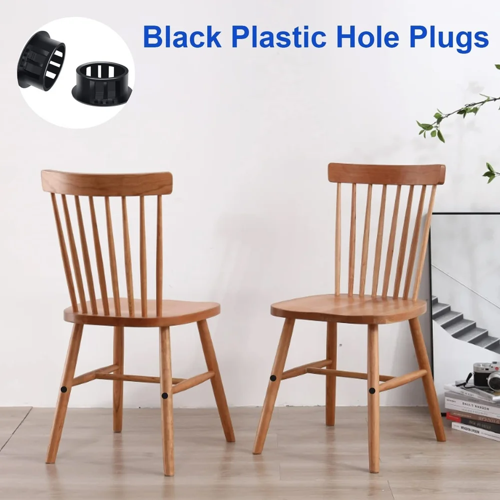 Black Plastic Hole Cover Set 135pcs Nylon Snap-in Furniture Buttons 8 Sizes from 6mm 8mm 10mm 12mm 15mm 18mm 20mm 25mm