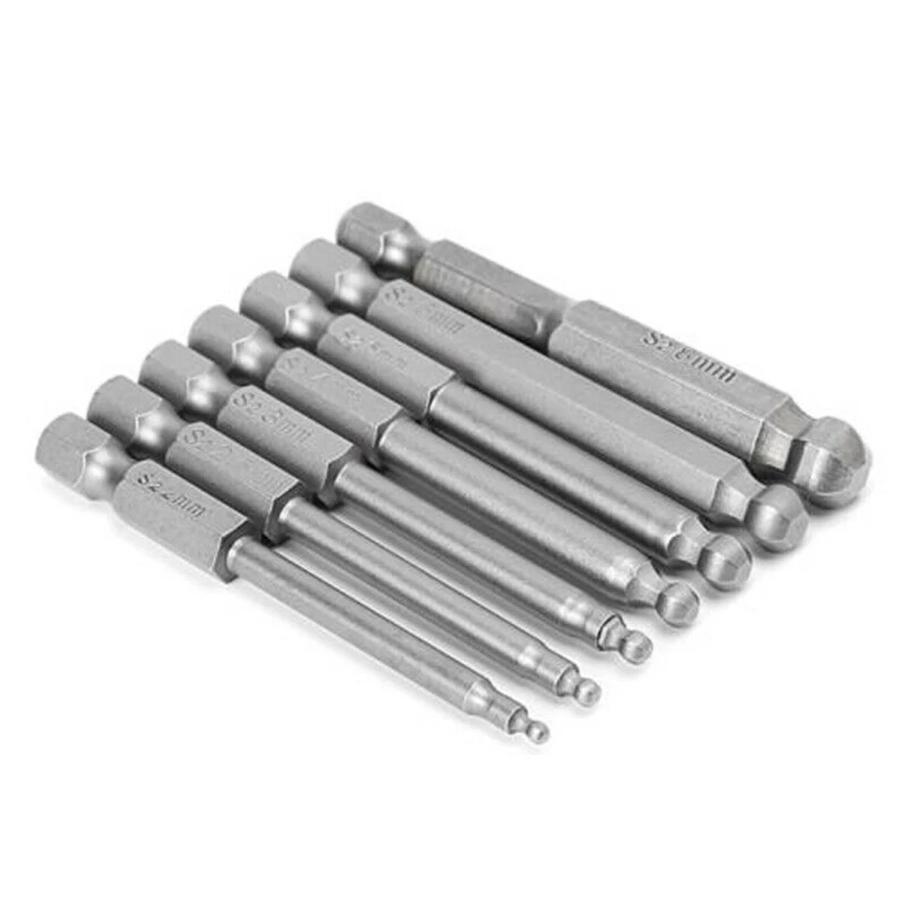 steel Hex Screwdriver Bits 65mm 7 Pcs Assembly Drill Equipment Hexagon Head Magnetic Ball End Parts Supplies Tool