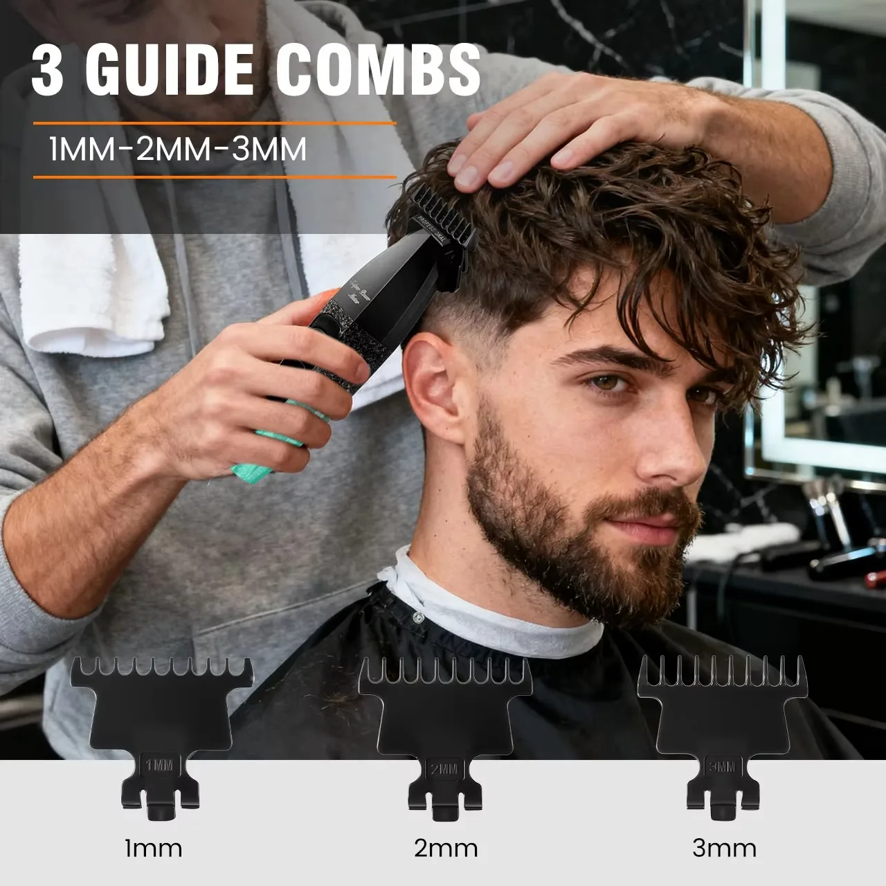 New G56 Professional Hair Clipper Trimmer 1mm/2mm/3mm Limit comb 8000RPM Portable USB Rechargeable T-Blade Barber 0 tooth pitch