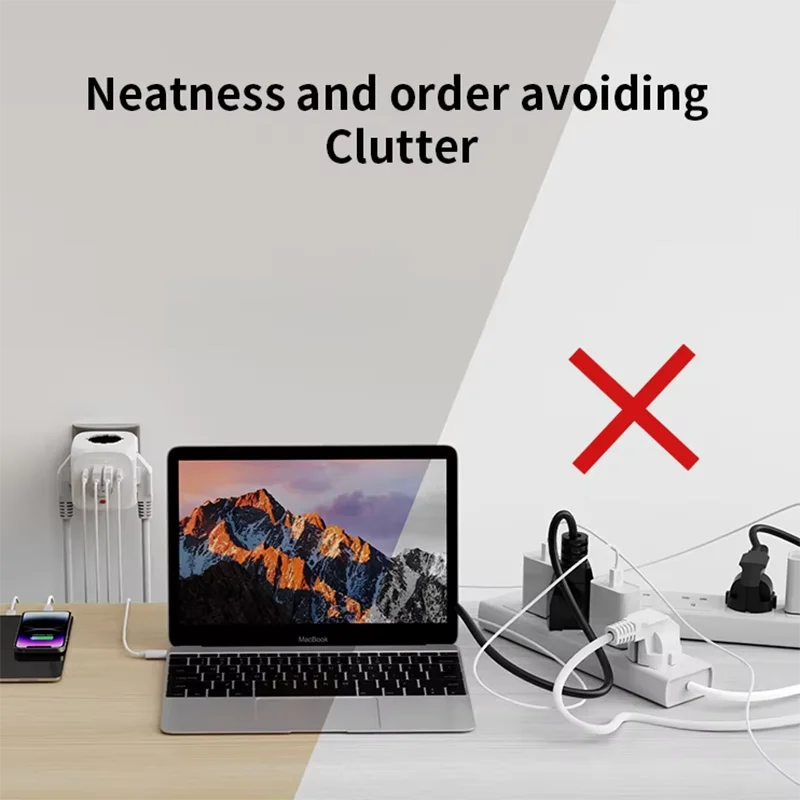 Power Strip Wall Socket electrical outl with 3 AC Outlets 2 USB Ports And 2Type C 7-in-1 EU Plug Charger On/Off Switch for Home