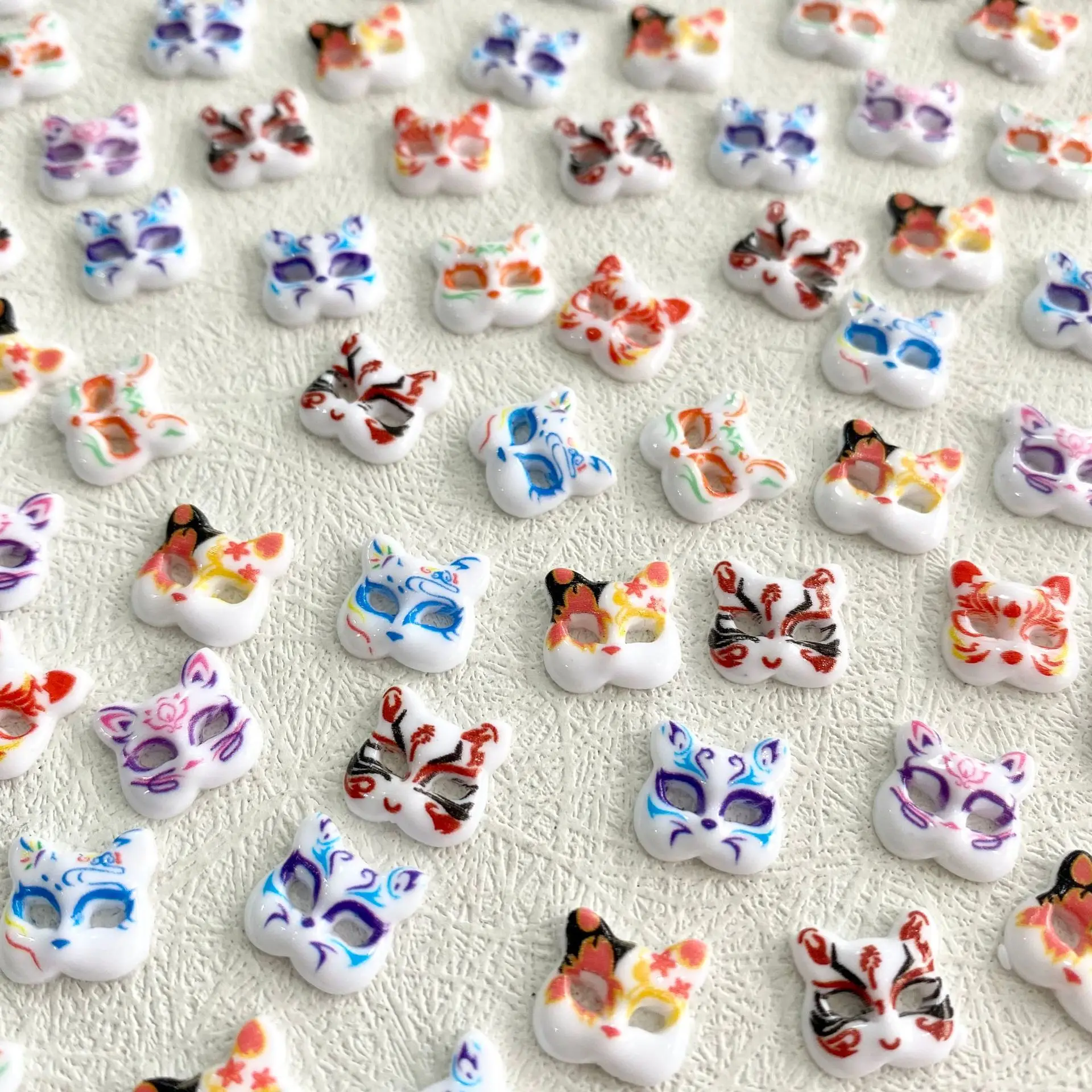 10PCS Japanese Anime Fox Mask 3D Nail Art Charms Kawaii Animals Accessories Nails Tips Decoration Supplies Manicure Decor Parts