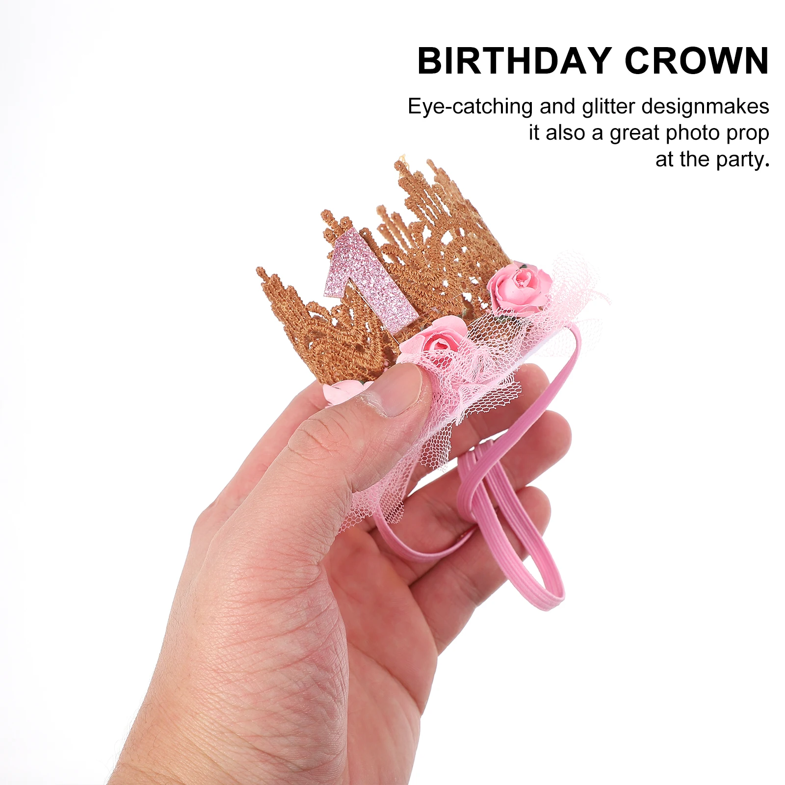 

Baby Crown Headband Birthday Party Tiara Hairband Girls Lightweight Durable Handmade Celebration Crown For Baby Banquet Hair