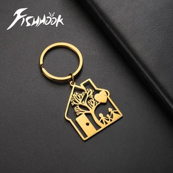 Family House Home Keychain For Woman Men Mother Kid Mom Father Dad Key Chain Ring Stainless Steel Jewelry Couple Love Gift