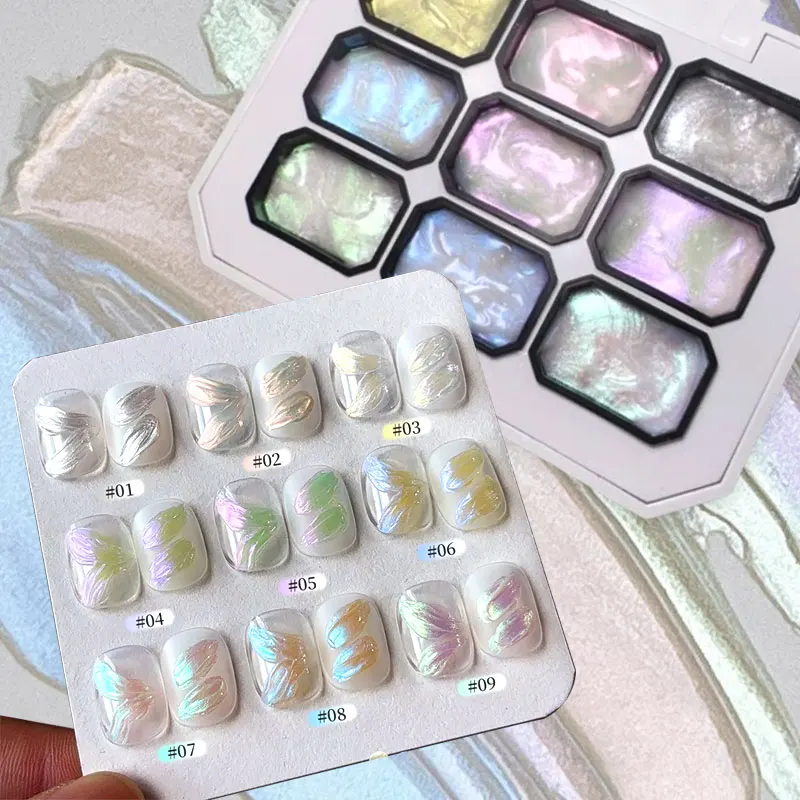 9 Colors/Grid Pat Painting Gel Nail Polish for Nail Gradient Blush Patting Semi-Solid Manicure Polish DIY Nail Art Creation