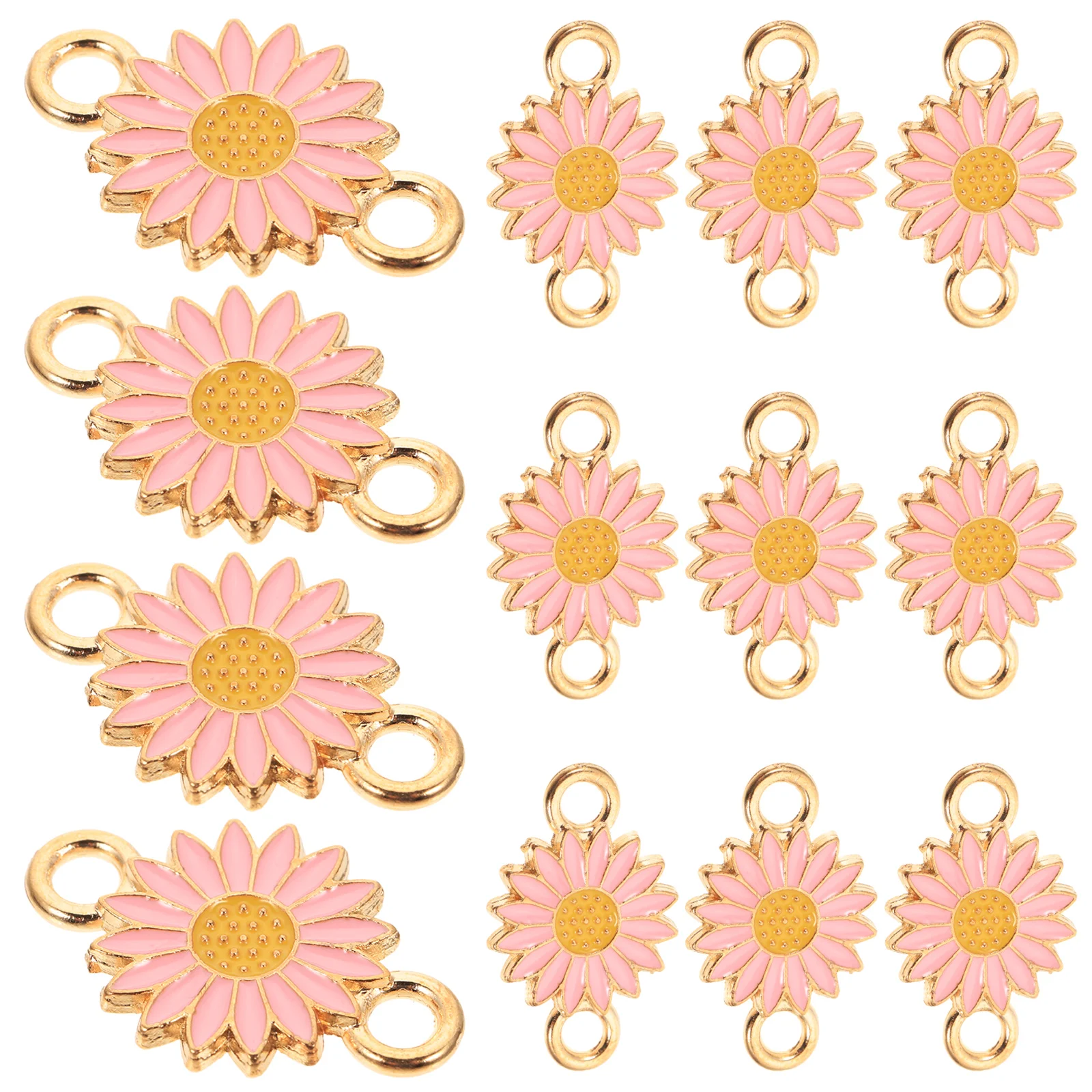 

20 Pcs Outdoor Ornaments Alloy Jewelry DIY Bracelet Pendants Sunflower Shape Connector Decorate Design Charms Pink