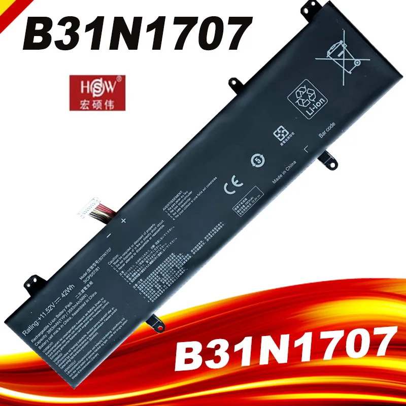 

B31N1707 11.52V 50WH Laptop Battery for ASUS Vivobook S14 S410UQ X411UA X411UF X411UN X411UQ S14 S410UA S410UN S41OUN