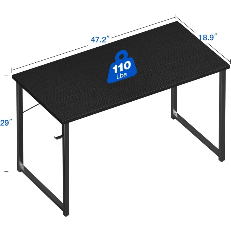 Meja Komputer untuk Ruang Kecil, Meja Belajar untuk Kantor Rumah, Meja Tulis dengan Pengait Headphone.
