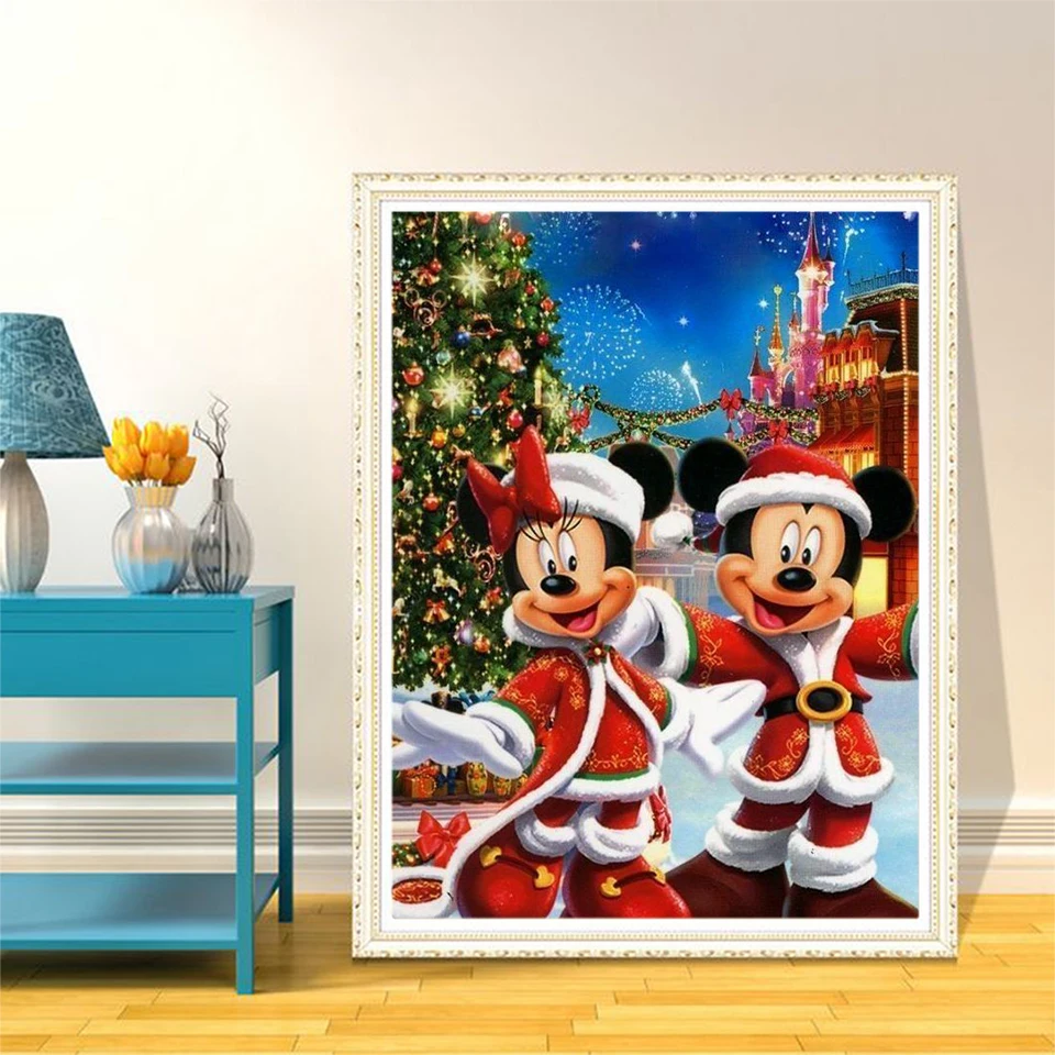 Disney 11CT nadrukowany krzyż zestaw do szycia Mickey Mouse ręcznie haft Minnie kreskówka szycie rękodzieło sztuka DIY dekoracje świąteczne