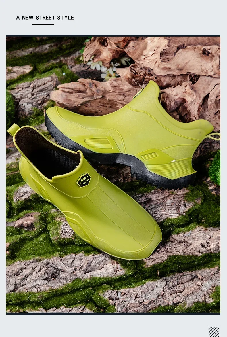 Unisex Kurze Regenstiefel Rutschfest Verstärktes PVC-Material Runde Zehenkappe Knöchelhoch Paarstiefel für Frühling und Sommer Wasserschuhe – Detail 37