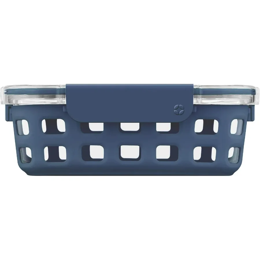 Contenedor de almacenamiento de alimentos de vidrio de 5 tazas con funda de silicona y tapa hermética de plástico sin BPA para preparación de comidas, Ideal para refrigerador Mi