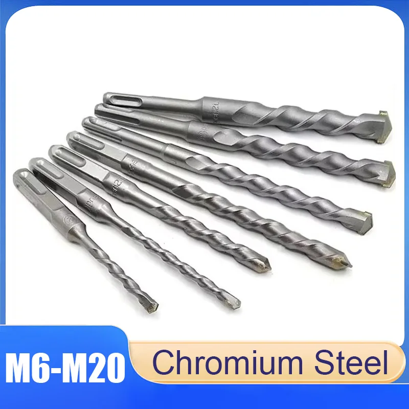 

1-4pcs M6-M20 Electric Hammer Impact Drill Bit Reinforced Wall-Penetrating Square Shank Four-Pit Concrete Cement Hole Drill
