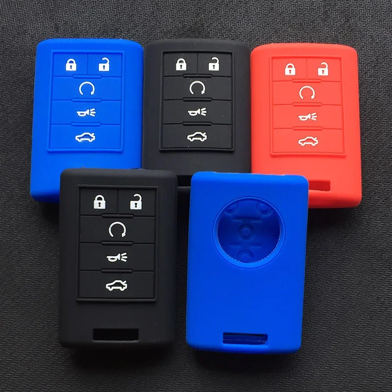 Silicone Car Key Cover Case shell For Cadillac CTS XTS DTS SRX 2013-2014 ATS Escalade 5button Smart Key accessories