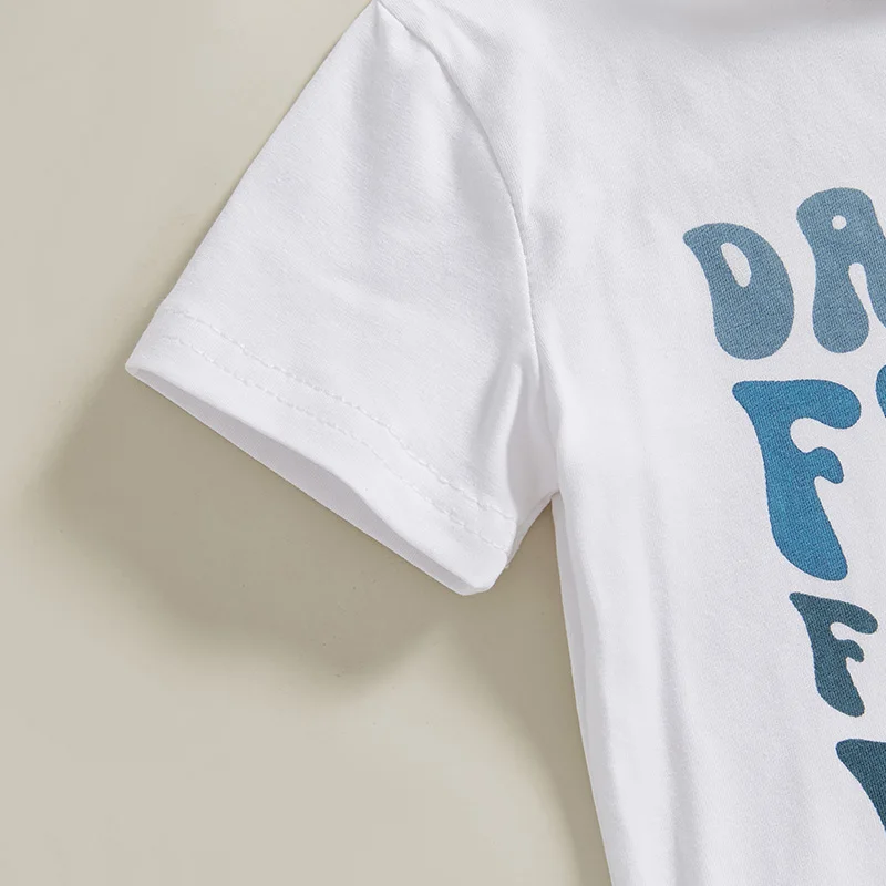 

Toddler Boys Father s Day Matching Outfits Letter Print T-Shirt and Shorts Set with Elastic Waistband - 2 Piece Summer Clothes