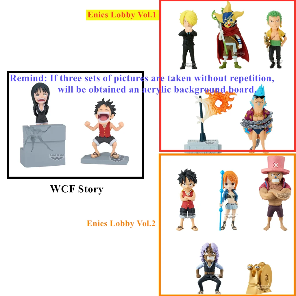 Original BANPRSETO WCF One Piece Luffy Zoro Sanji Nami Enies Lobby Story Toys Anime Figure PVC Model Collection Kwaii Q Ver.