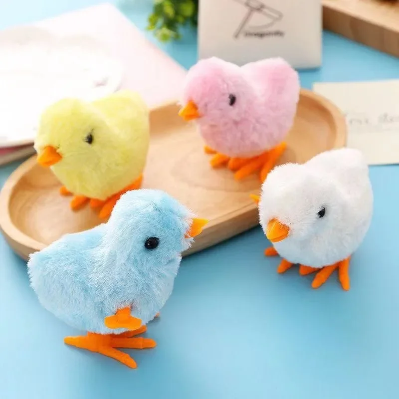 Juguete de peluche de simulación de pollo saltador para niños, juguete de relojería de dibujos animados, juguetes de cuerda para niños, regalos para niños