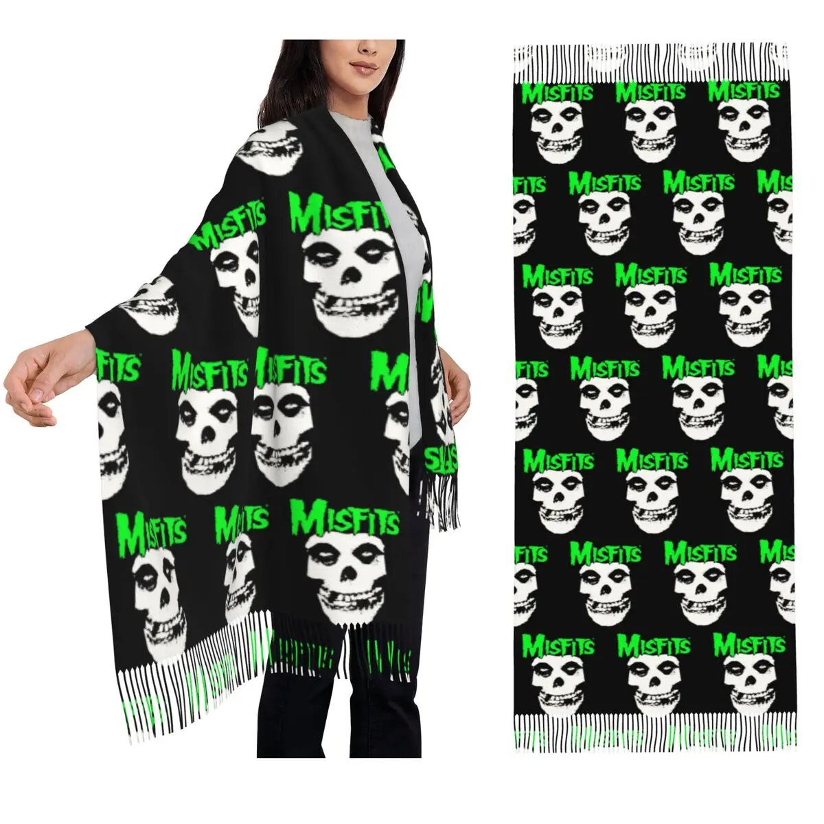 

Misfits Skull Scarf Tassel Scarves for Women Soft Warm Shawls and Wraps Large Fall Winter Shawl Wrap